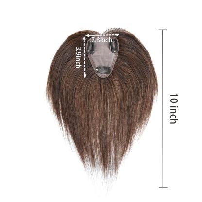 Meiverah Handmade Human Hair Middle Part Clip In Toupee No Bangs Seamless Natural Topper Breathable Mesh Base Women Thickening Hairpiece (Medium Brown/Swissnet)